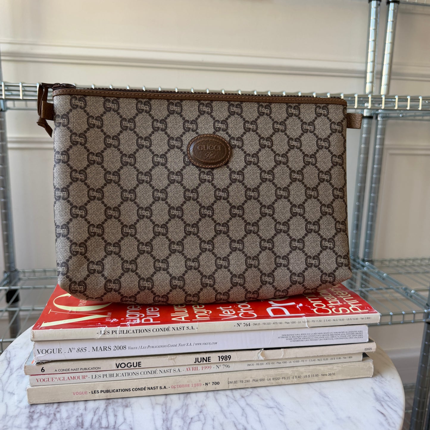 Pre-Owned GG Supreme Plus Coated Canvas Clutch Bag