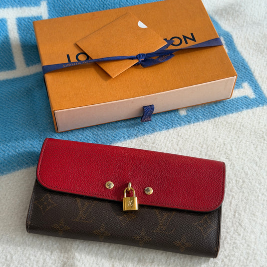 Pre-Owned Red LV Monogram Canvas/Leather Lock Wallet