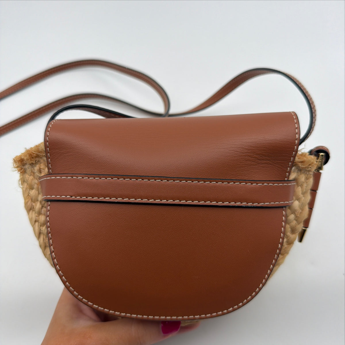 Pre-Owned Tan Raffia Crossbody Gate Bag