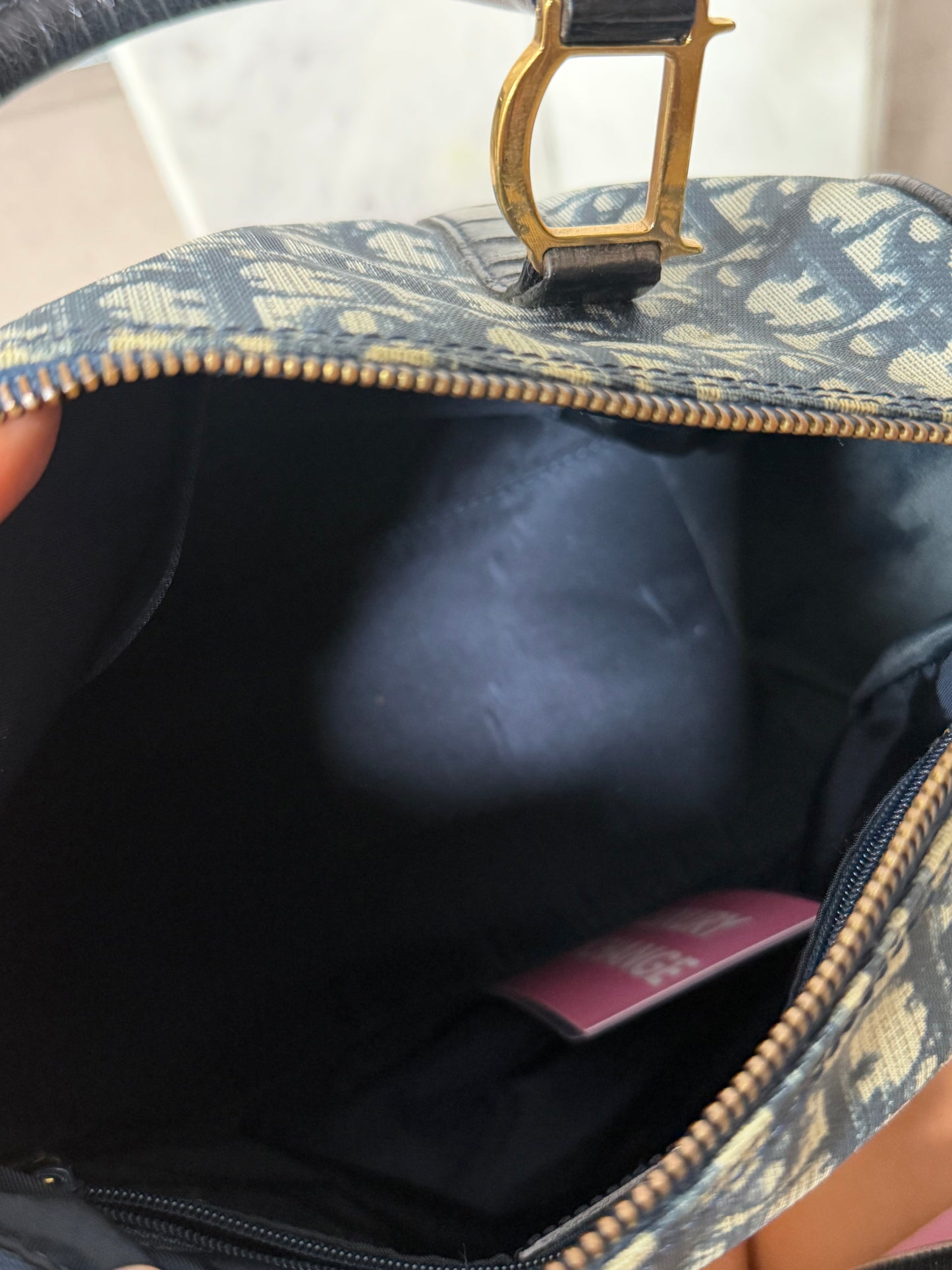 Pre-Owned Navy Trotter Canvas Boston Bag