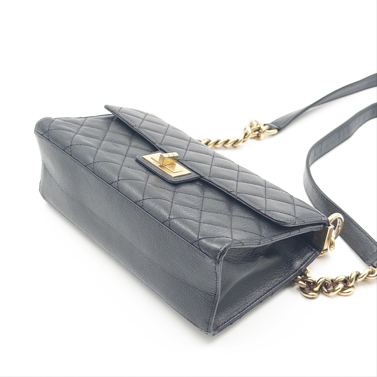 Pre-Owned Black 'Rita' Goatskin Single Flap Crossbody Bag