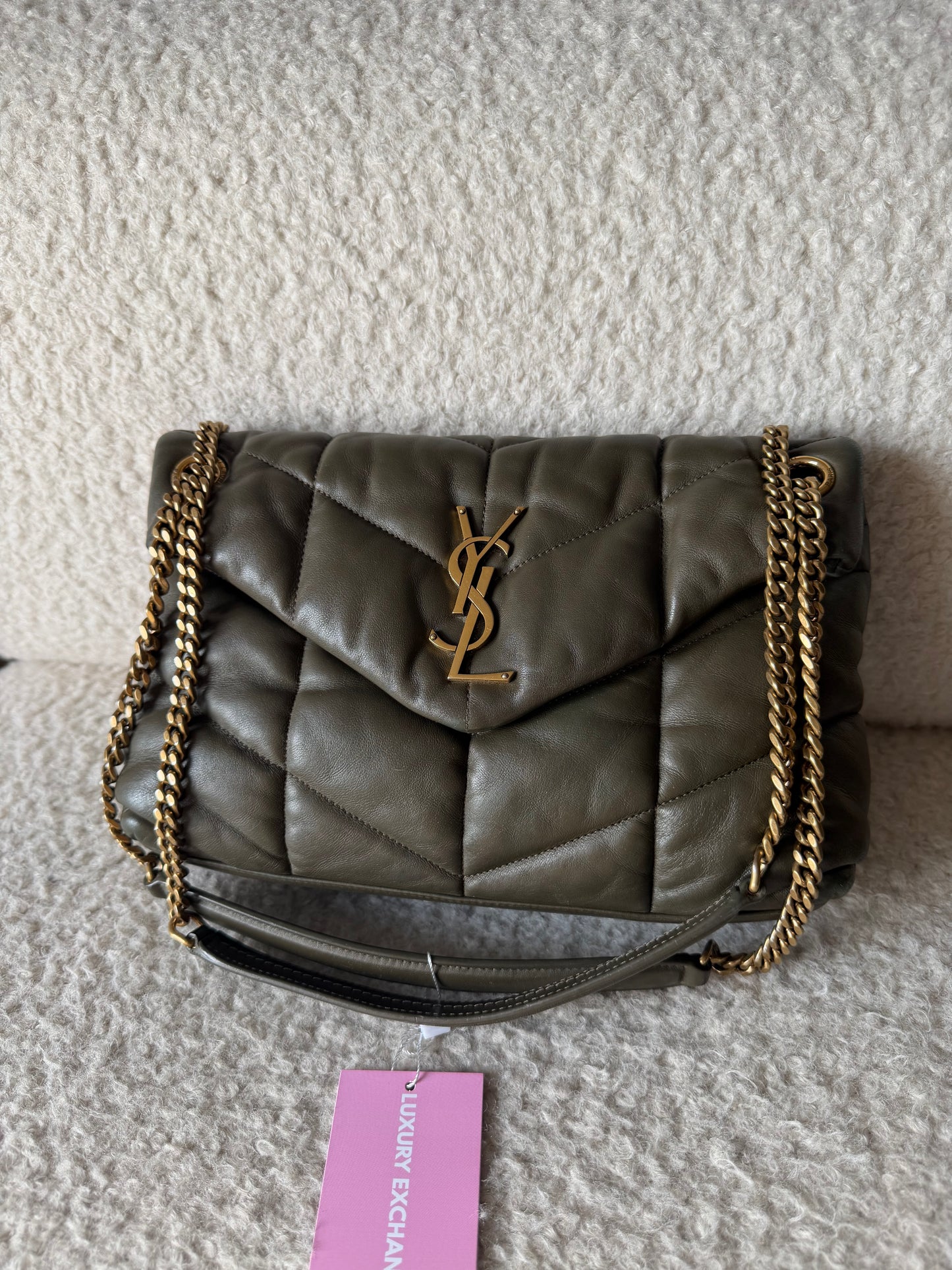 Pre-Owned Olive Green Lou Lambskin Leather Crossbody Bag