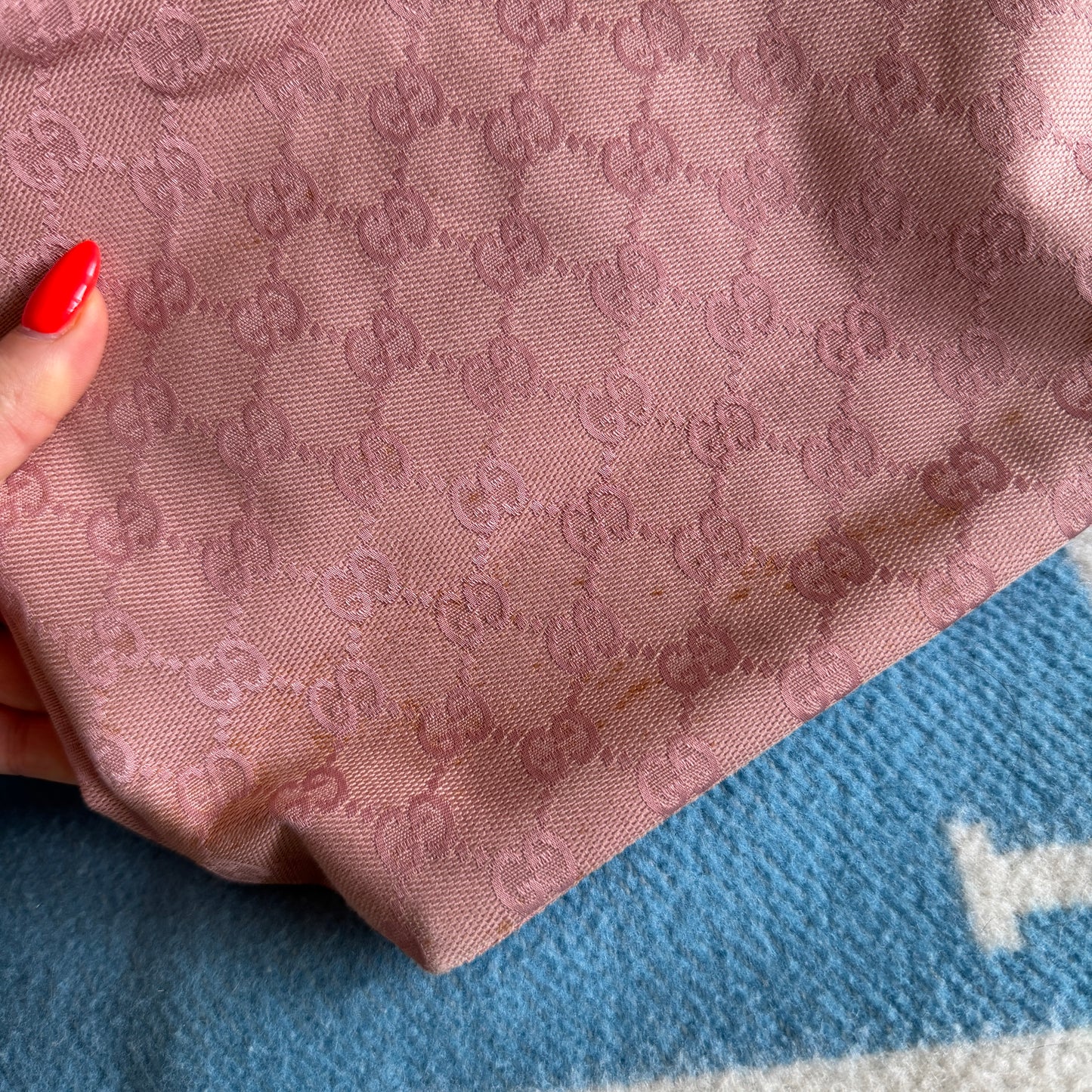 Pre-Owned Pink GG Canvas Hobo Bag