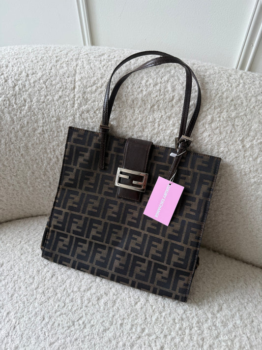 Brown/Black FF Zucca Canvas Tote Bag