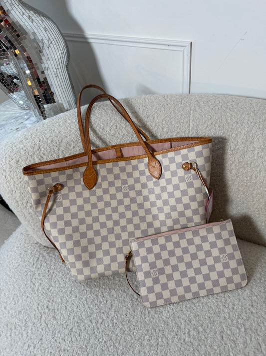 Pre-Owned Damier Azur Canvas Neverfull MM with Pouch