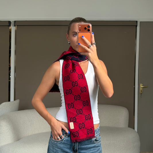 Red/Navy Wool Scarf