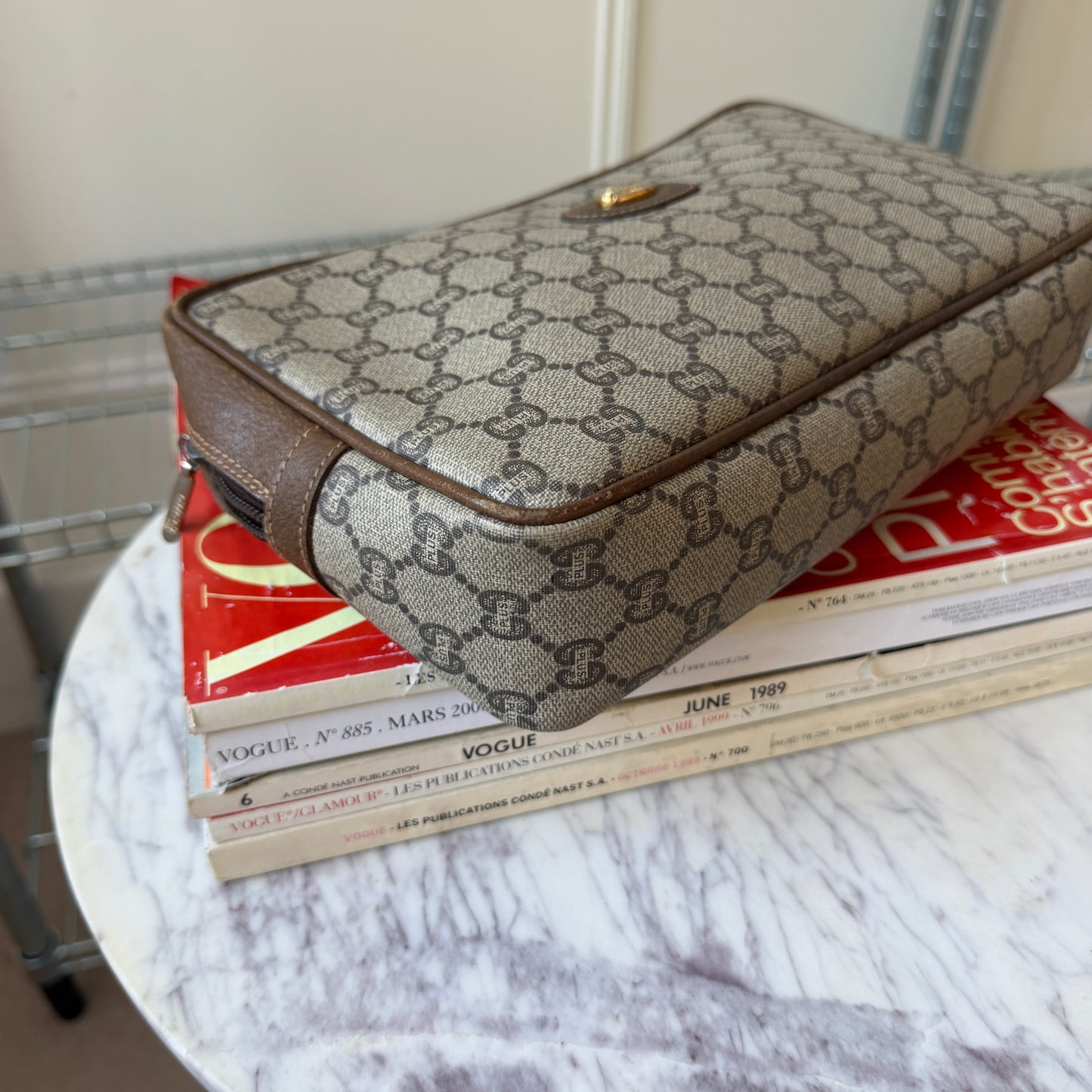 Pre-Owned GG Supreme Plus Coated Canvas Clutch Bag