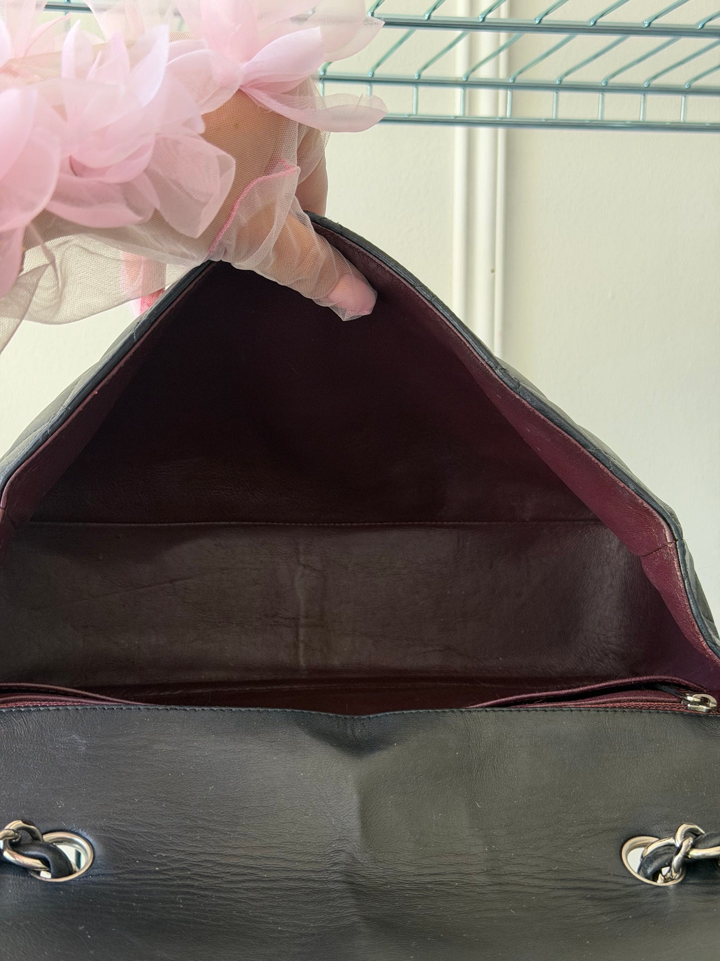 Black Lambskin Leather Jumbo Single Flap