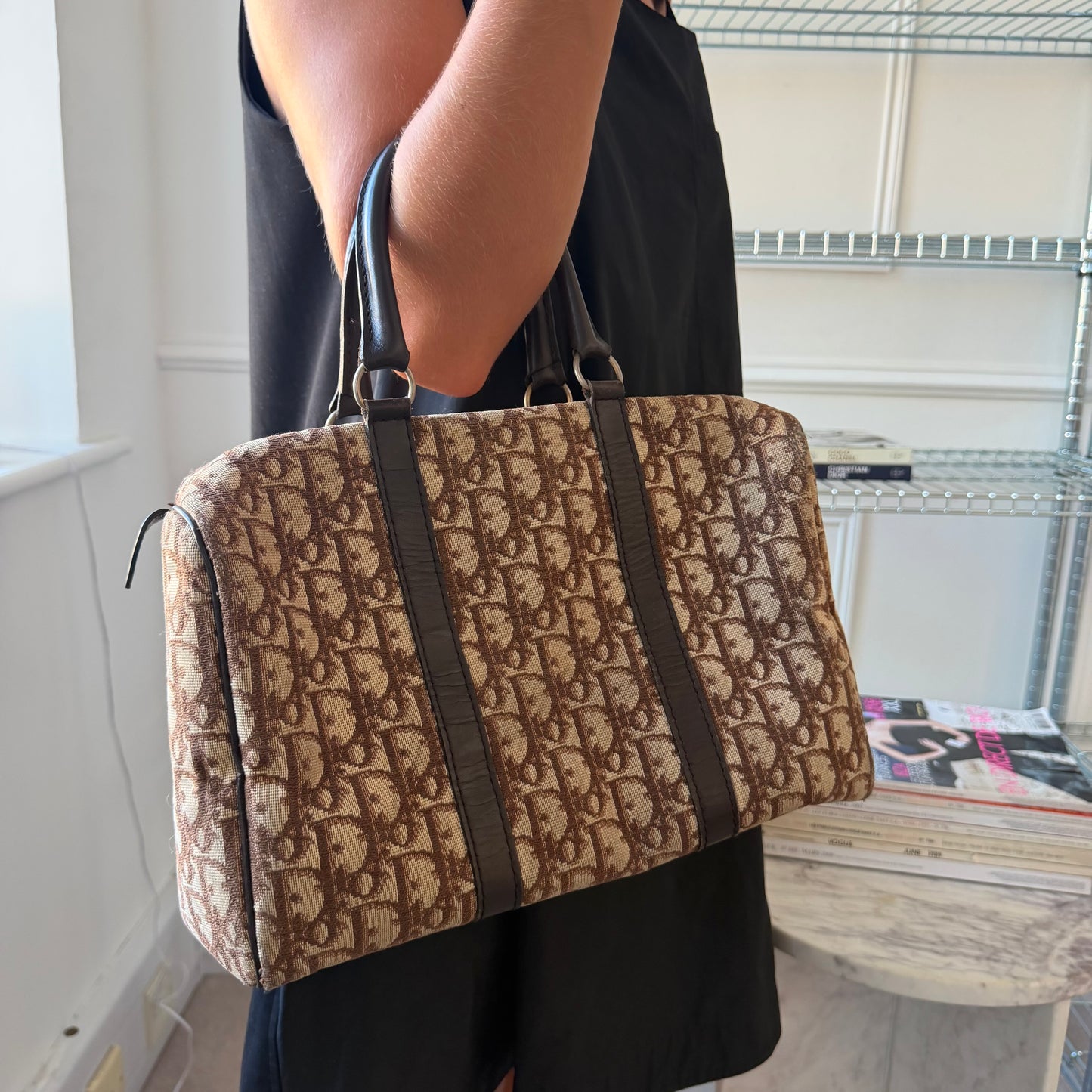 Pre-Owned Brown Trotter Canvas Boston Bag