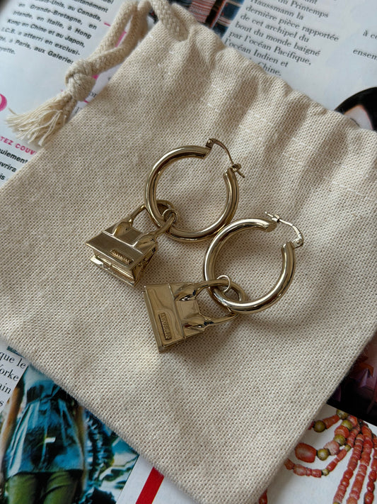 Pre-Owned Gold-Tone Metal Handbag Earrings