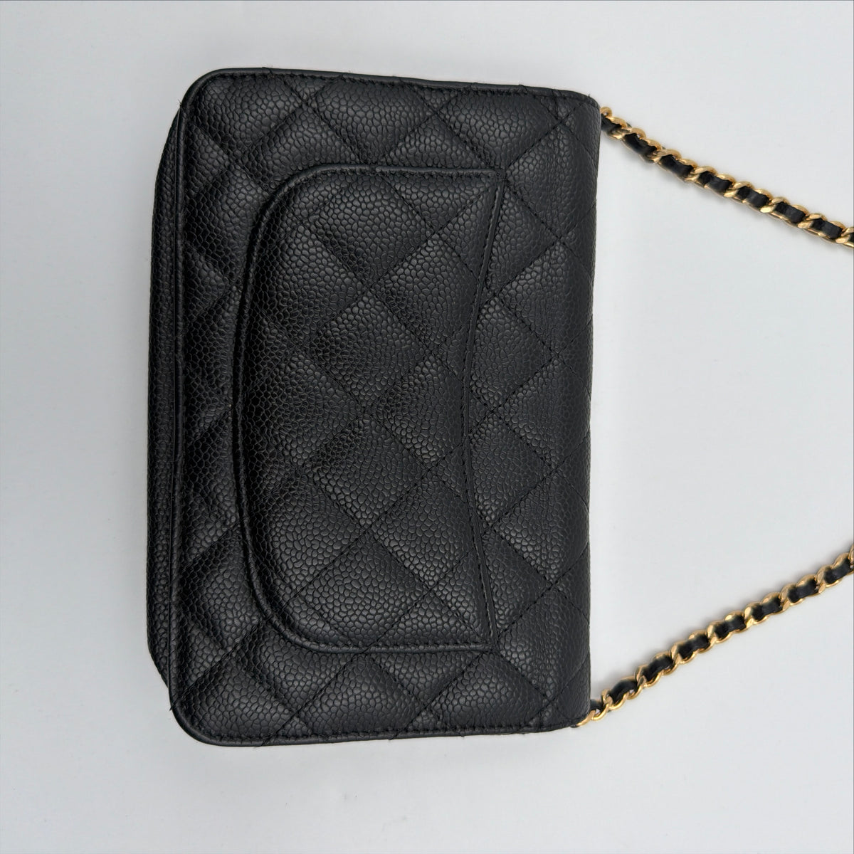 Pre-Owned Black Caviar Leather Wallet on Chain GHW