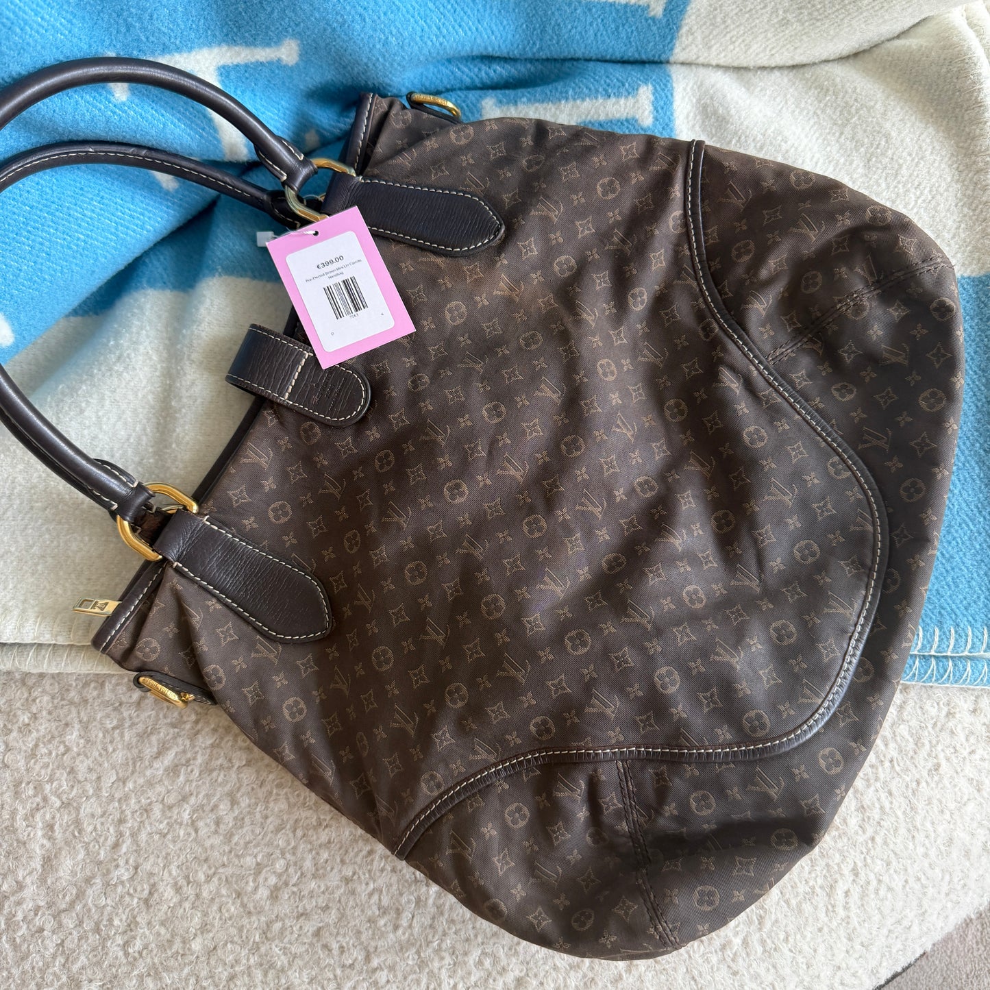 Pre-Owned Brown Mini Lin Canvas Handbag