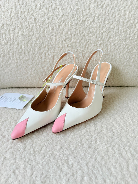 White & Pink Kitten Heels UK6