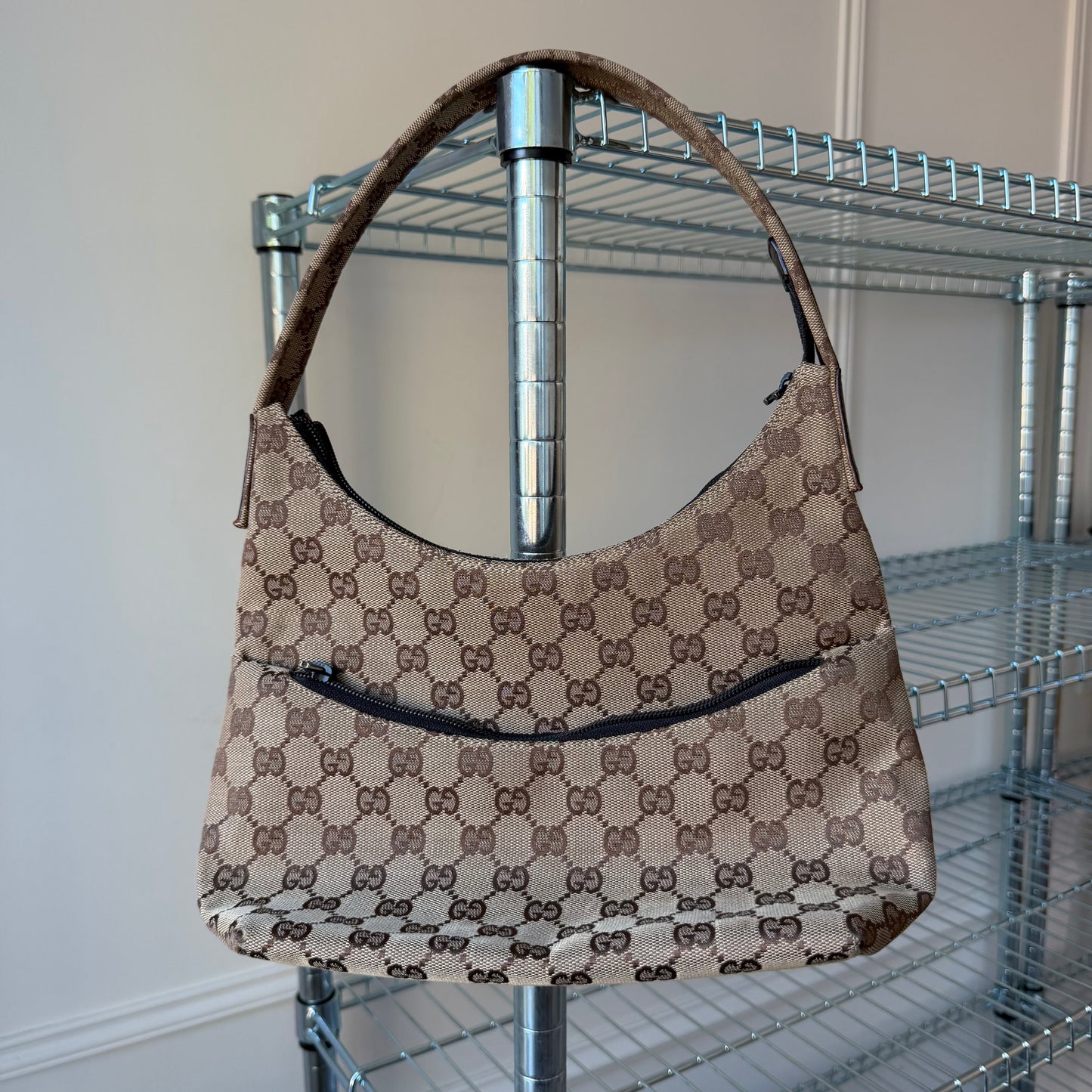Pre-Owned Beige GG Canvas Hobo Bag