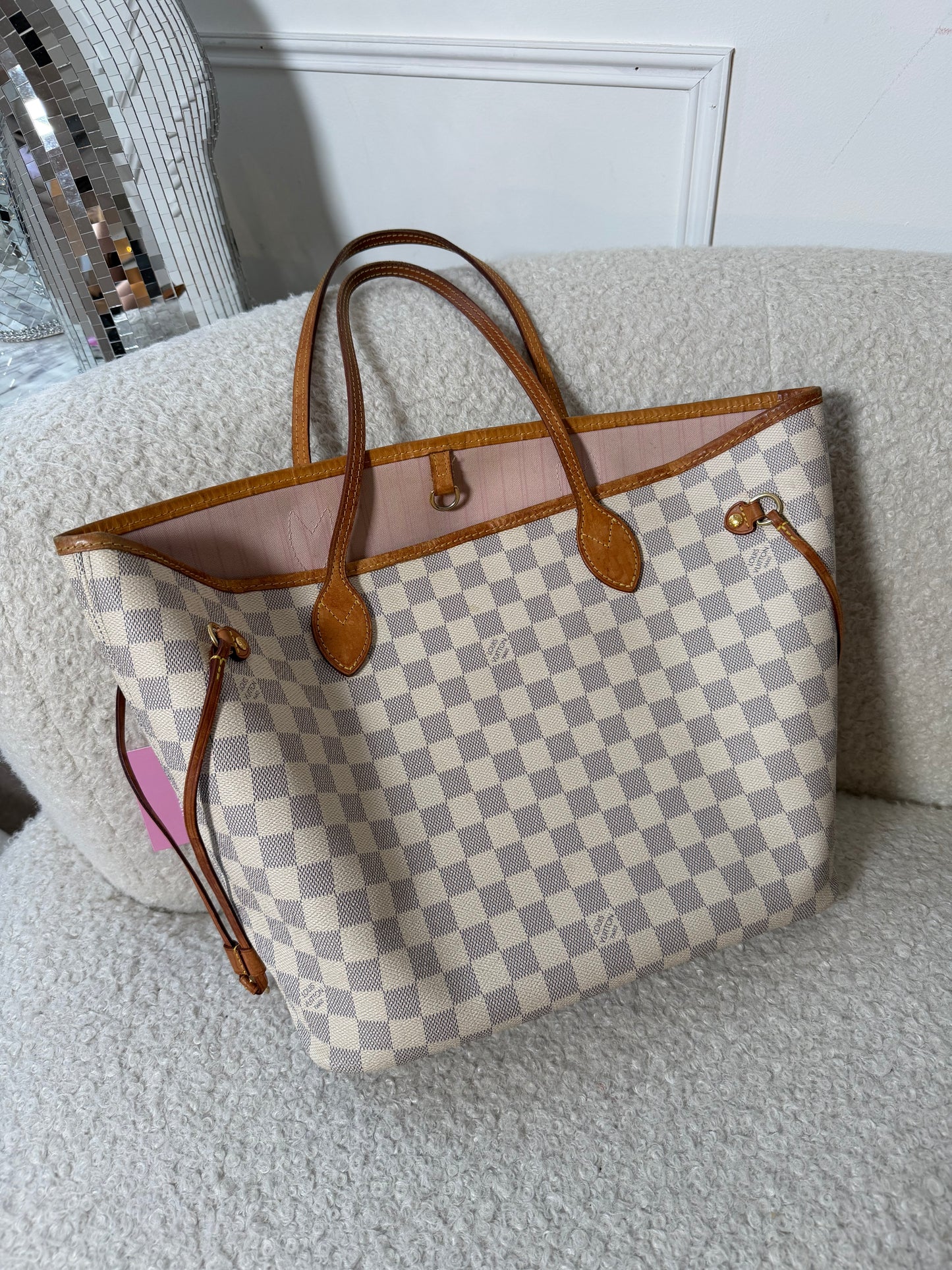 Pre-Owned Damier Azur Canvas Neverfull MM with Pouch