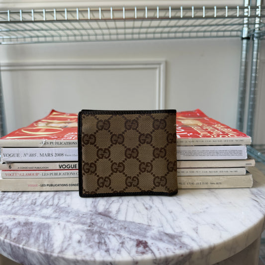Pre-Owned Beige GG Canvas Fold Wallet