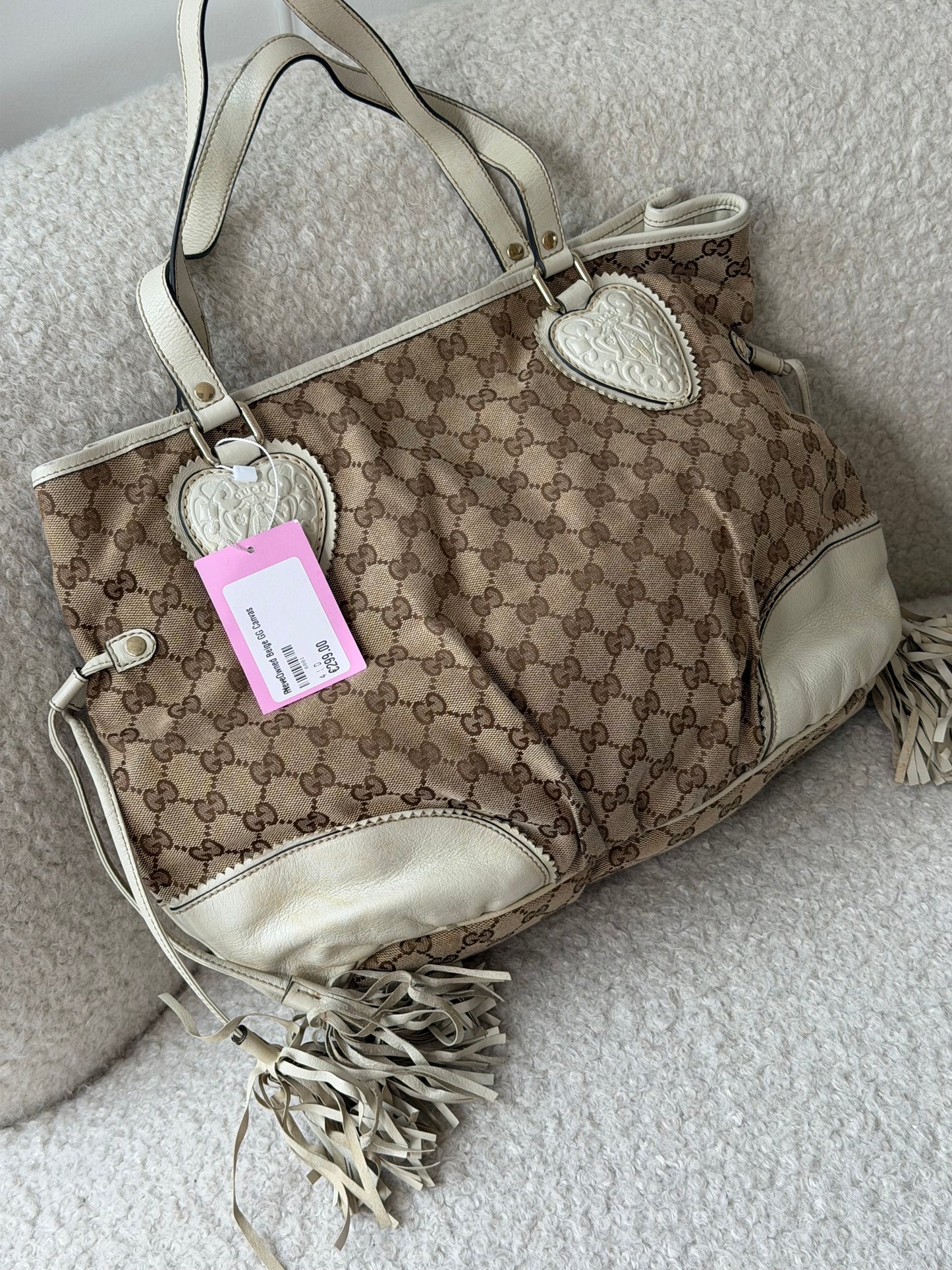 Pre-Owned Beige GG Canvas 'Neverfull' Tote Bag