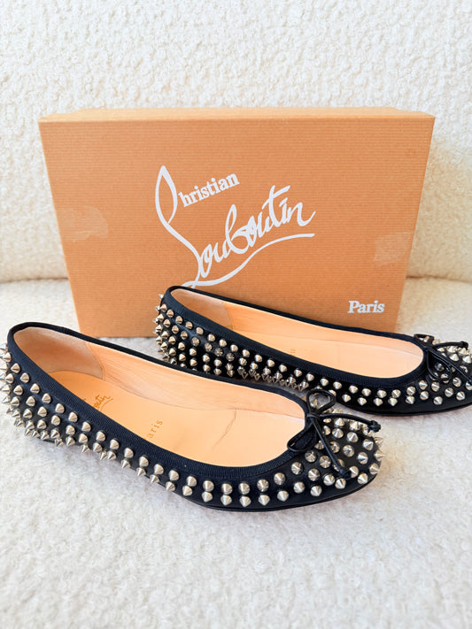 Studded Black Flats Size 36.5