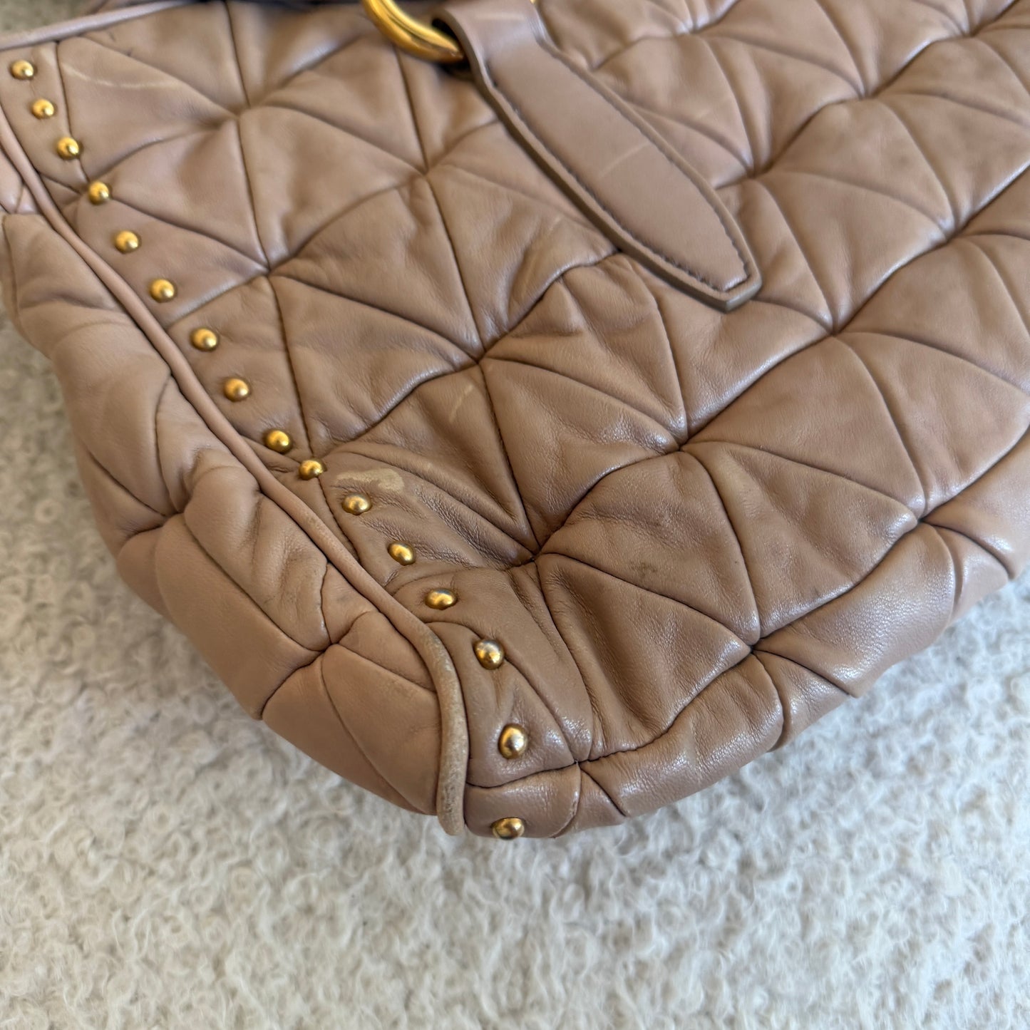 Pre-Owned Pink Matelassé Leather Crossbody Tote Bag