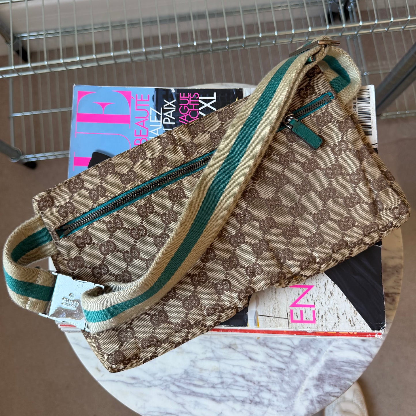 Pre-Owned Teal GG Canvas/Leather Bum Bag