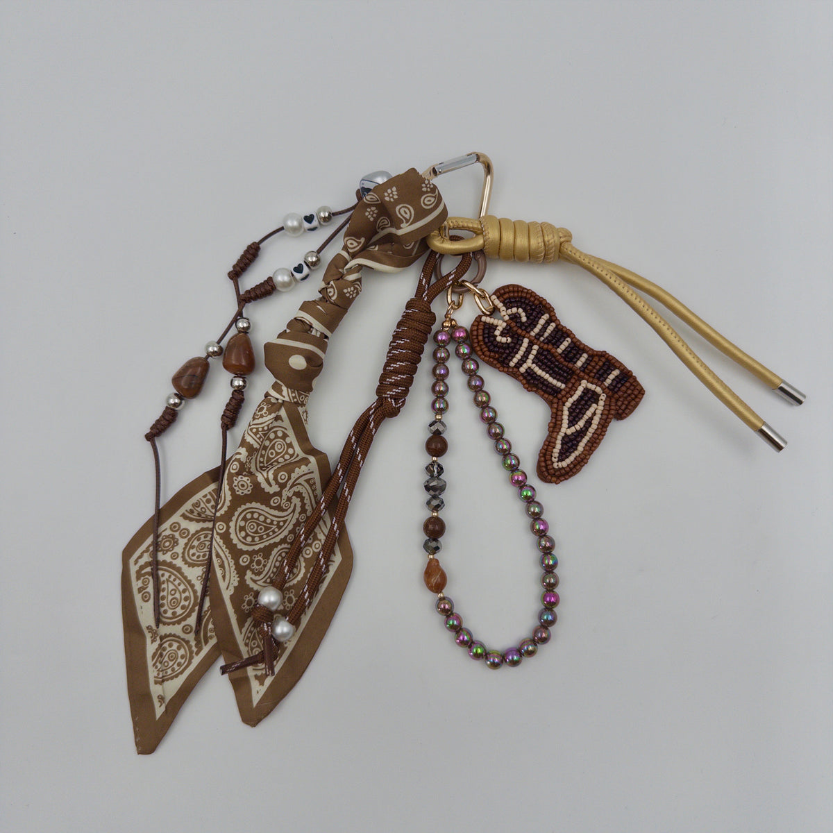 Brown Beaded Boot Bag Charm