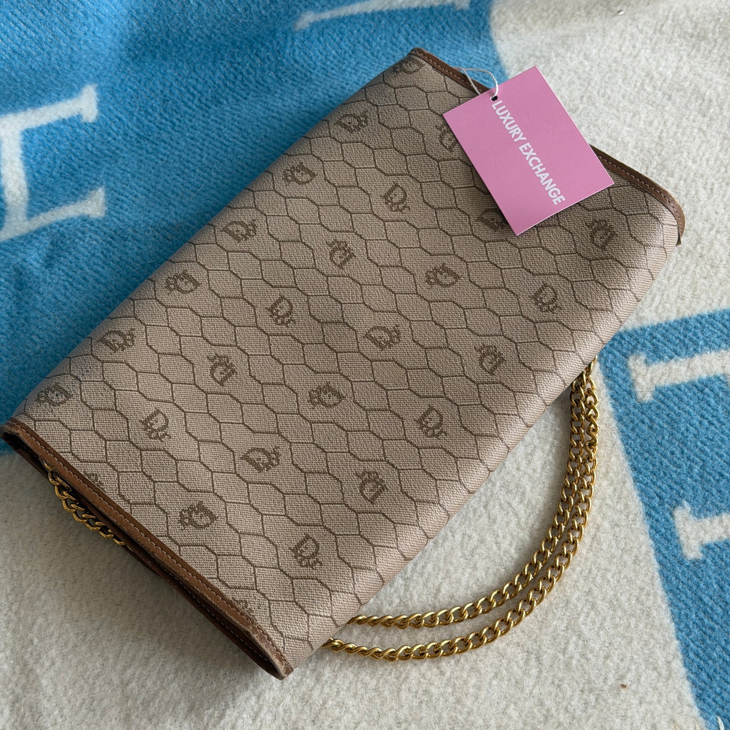 Pre-Owned Beige Dior Honeycomb Coated Canvas Shoulder Bag