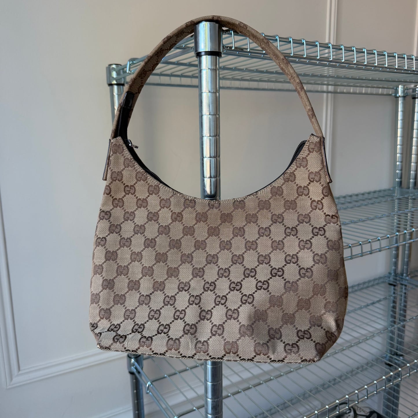 Pre-Owned Beige GG Canvas Hobo Bag