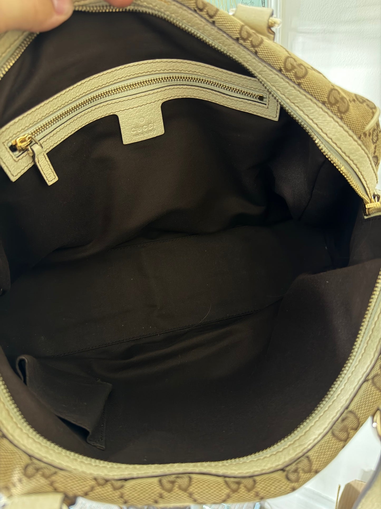 Pre-Owned Beige GG Canvas/Leather Tote Bag