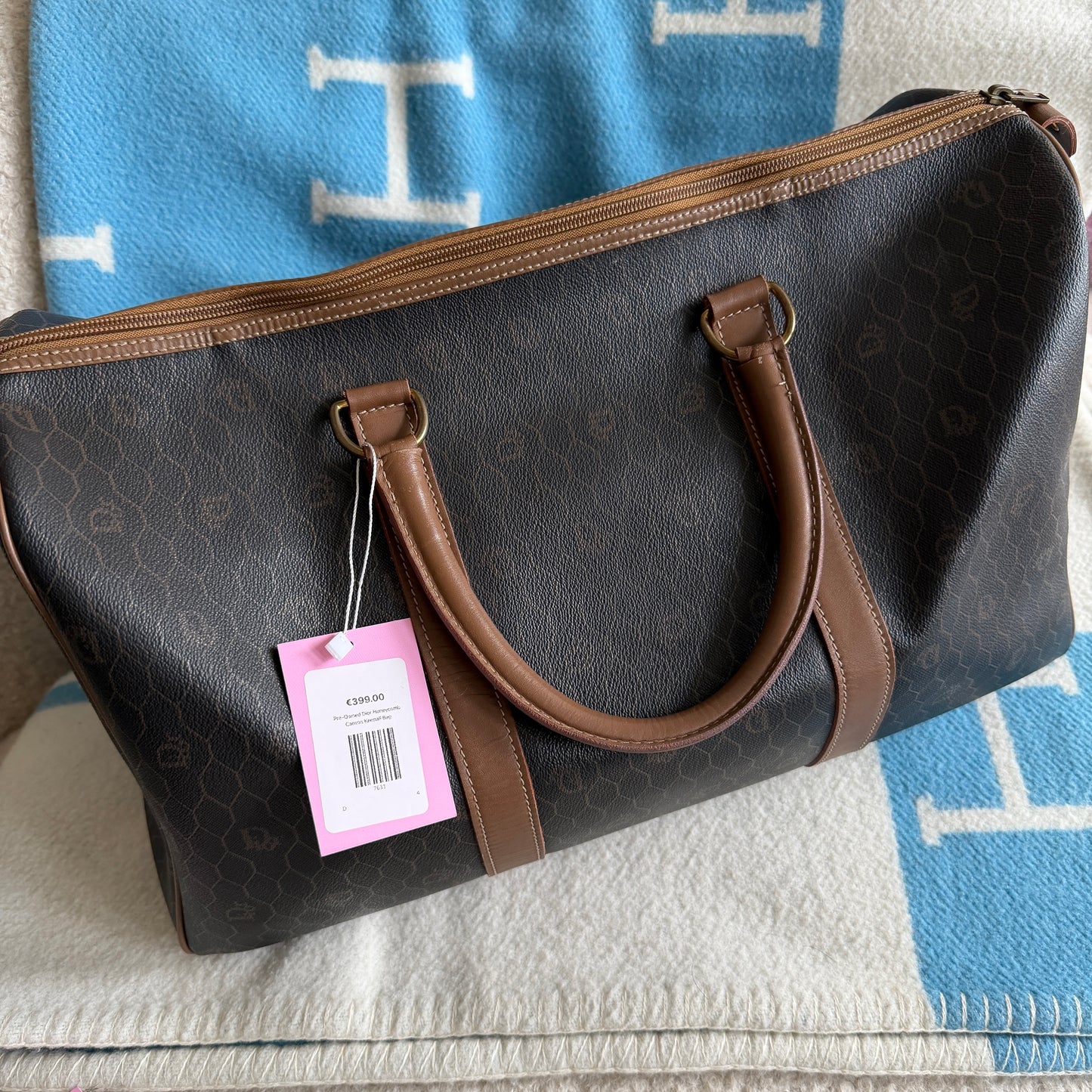 Pre-Owned Dior Honeycomb Canvas Keepall Bag