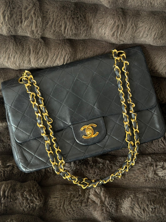 Black Lambskin Medium Classic Double Flap 24KGHW