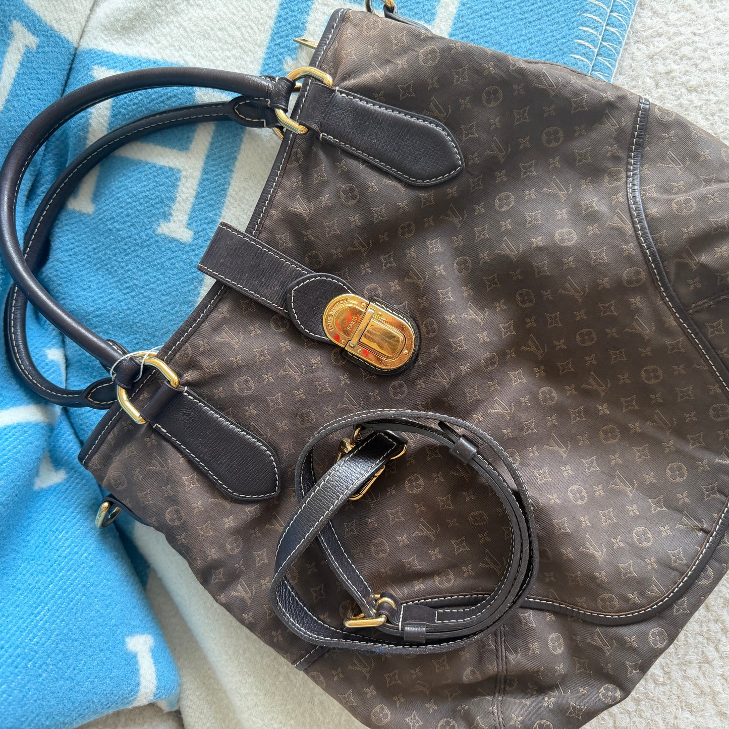 Pre-Owned Brown Mini Lin Canvas Handbag