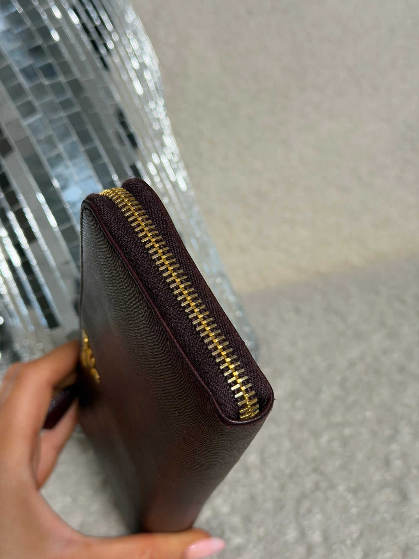 Pre-Owned Bordeaux Saffiano Leather Wallet
