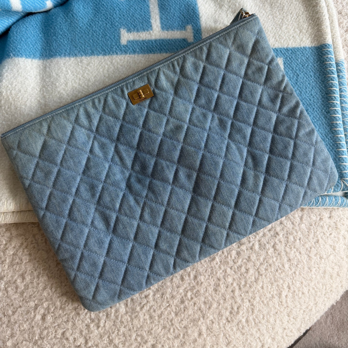 Pre-Owned Blue Denim Mademoiselle Clutch Bag