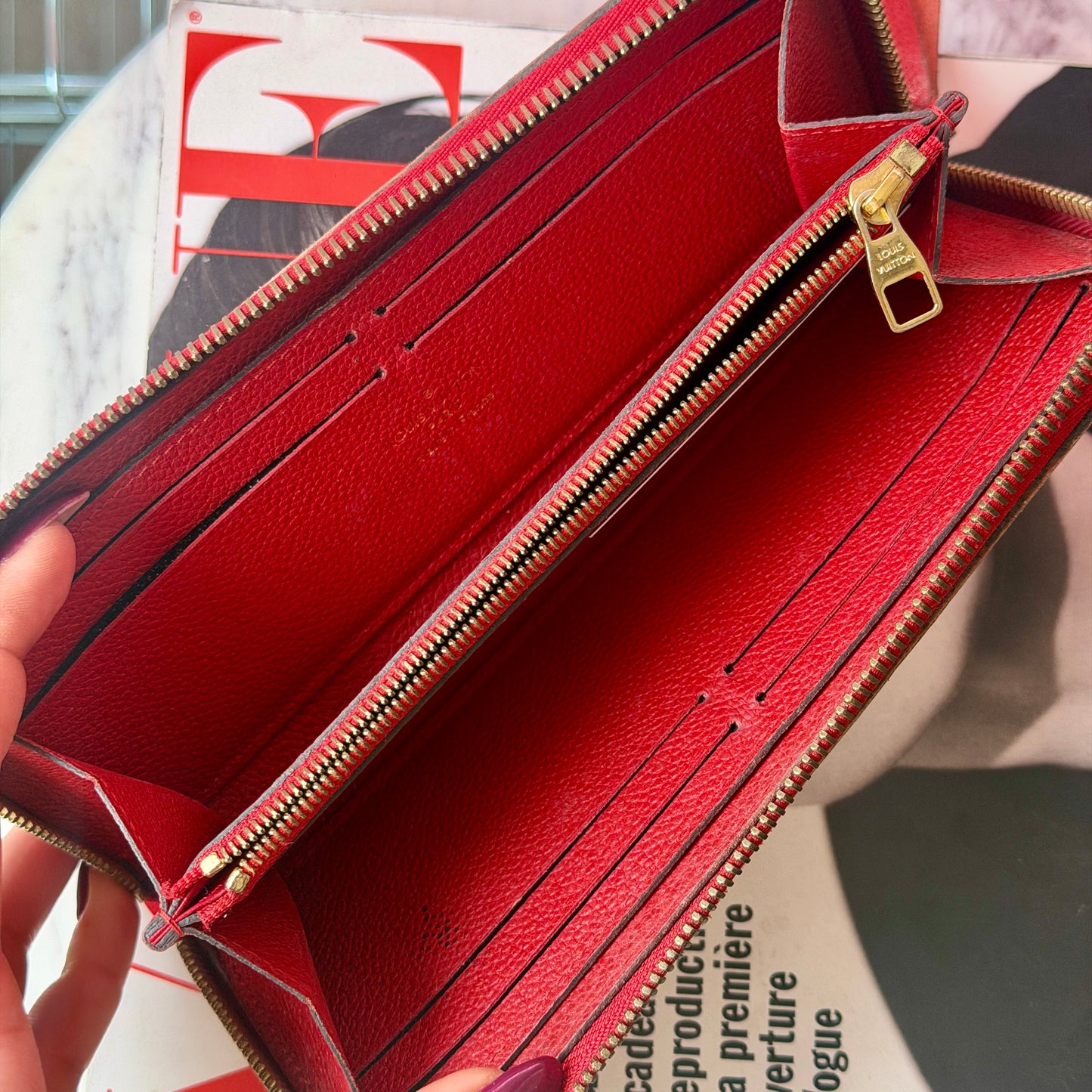 Pre-Owned Red Monogram Empreinte Leather Wallet