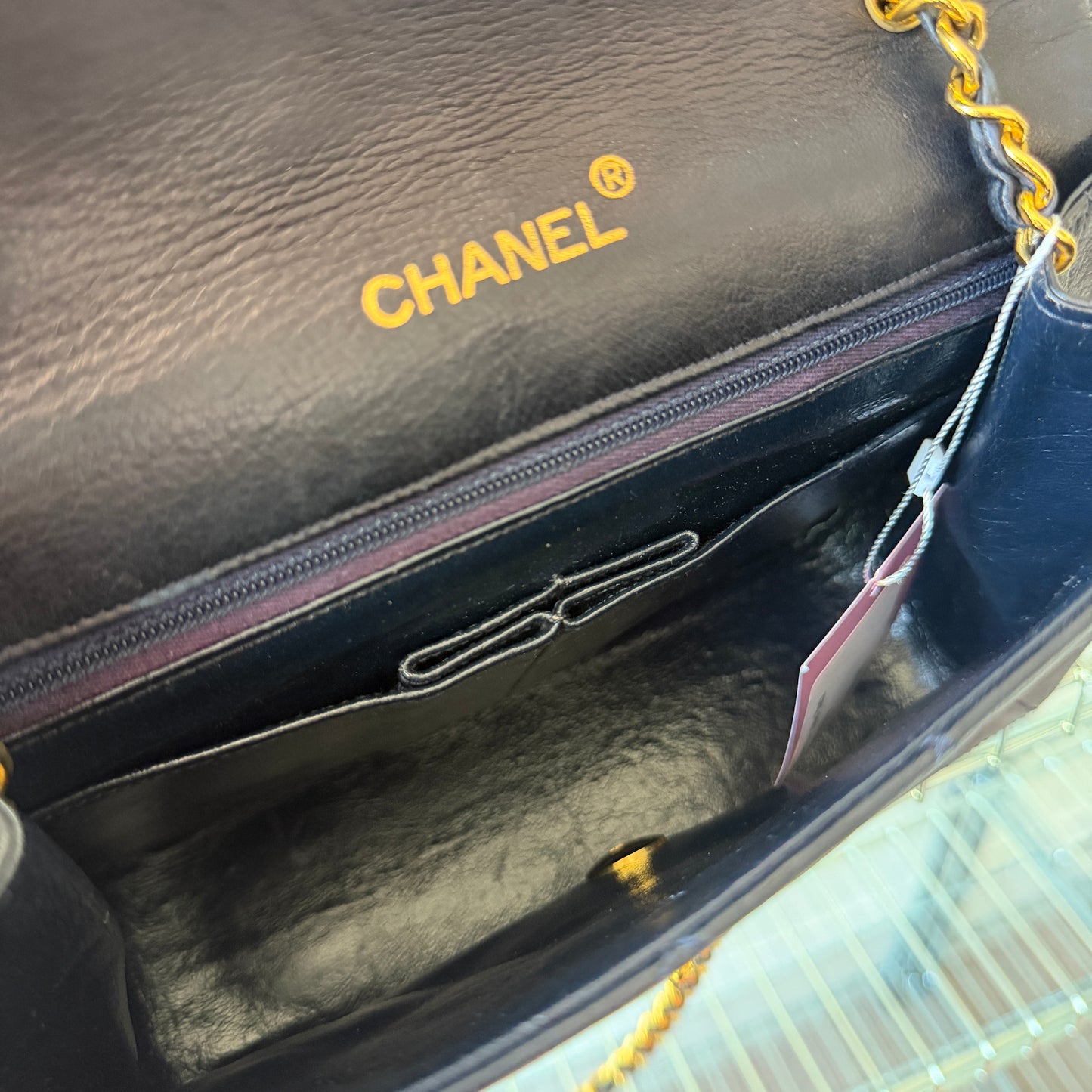 Pre-Owned Bi-Colour Black Lambskin Envelope Single Flap Shoulder Bag