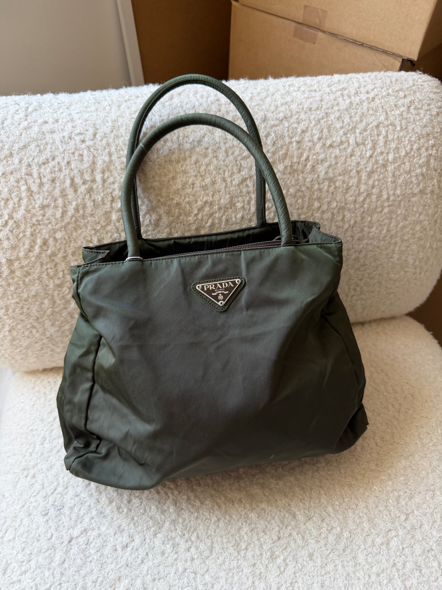 Pre-Owned Khaki Nylon Shoulder Bag