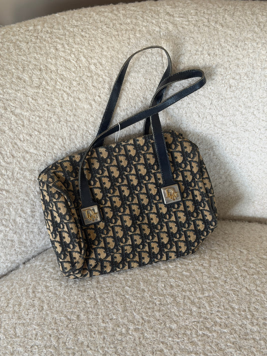 Pre-Owned Beige Oblique Canvas Boston Bag