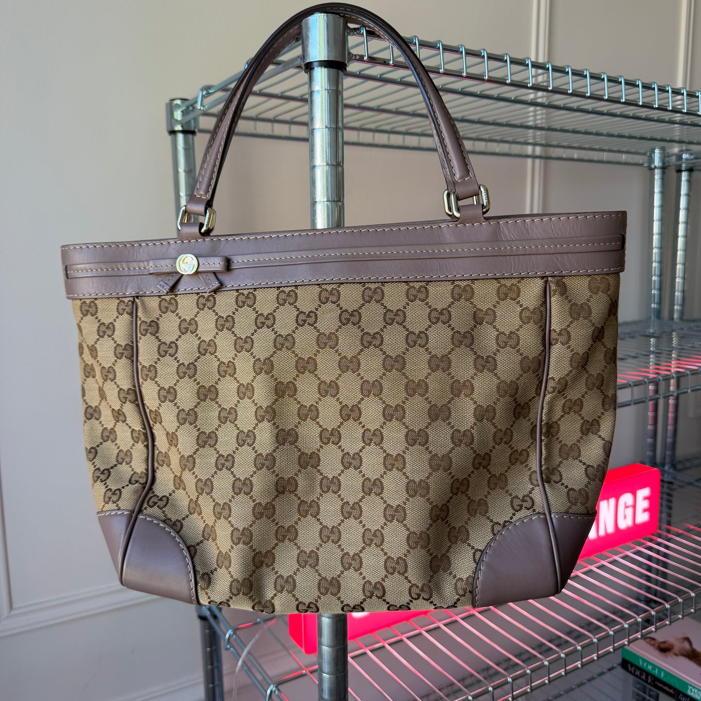 Pre-Owned Purple/Beige GG Canvas Shopper Tote