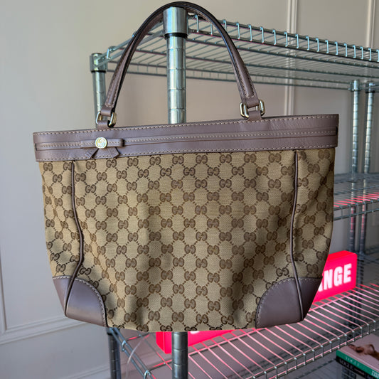 Pre-Owned Purple/Beige GG Canvas Shopper Tote