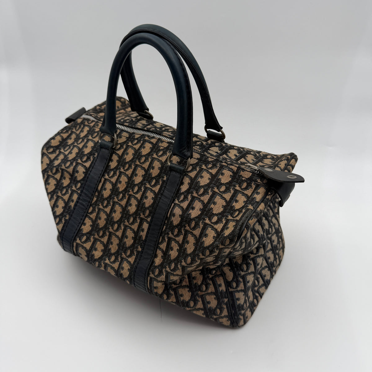 Pre-Owned Navy Trotter Canvas Boston Bag