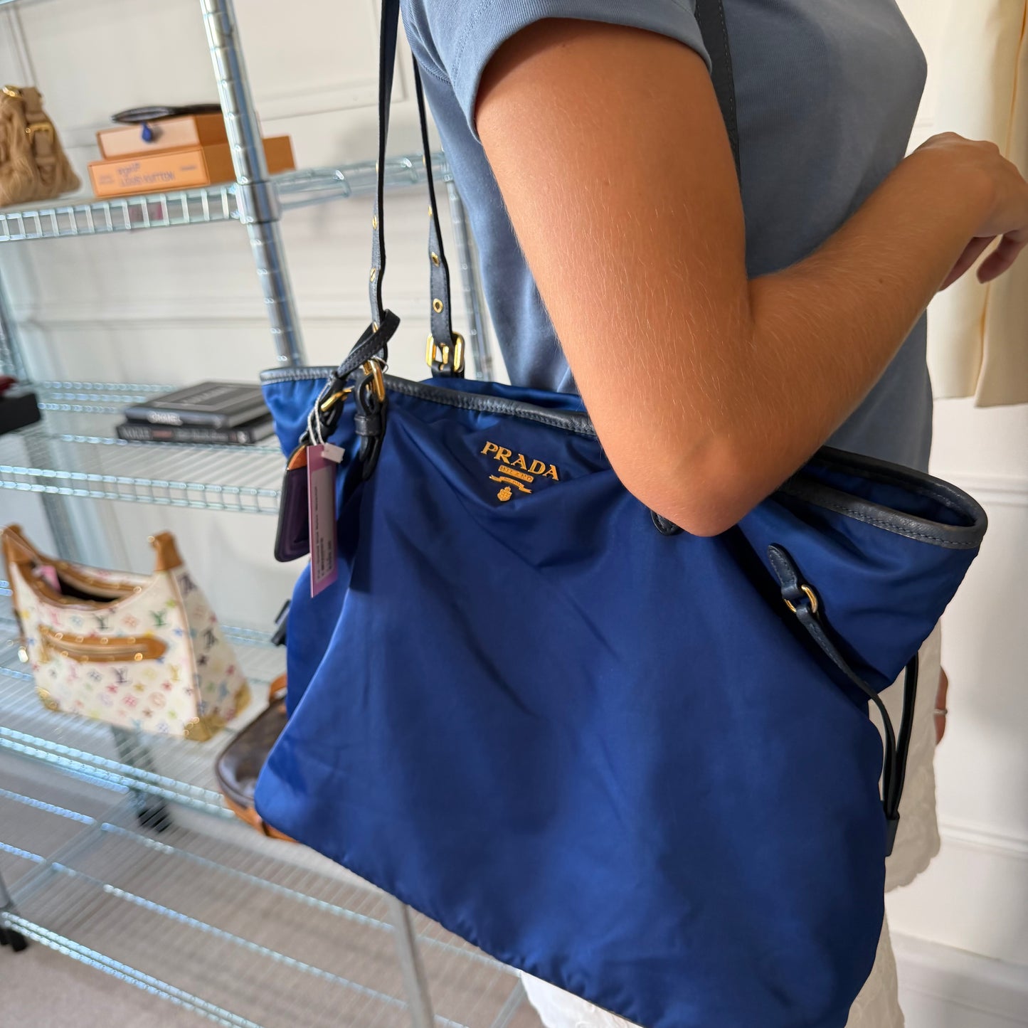 Pre-Owned Blue Nylon 'Neverfull' Shopper Tote