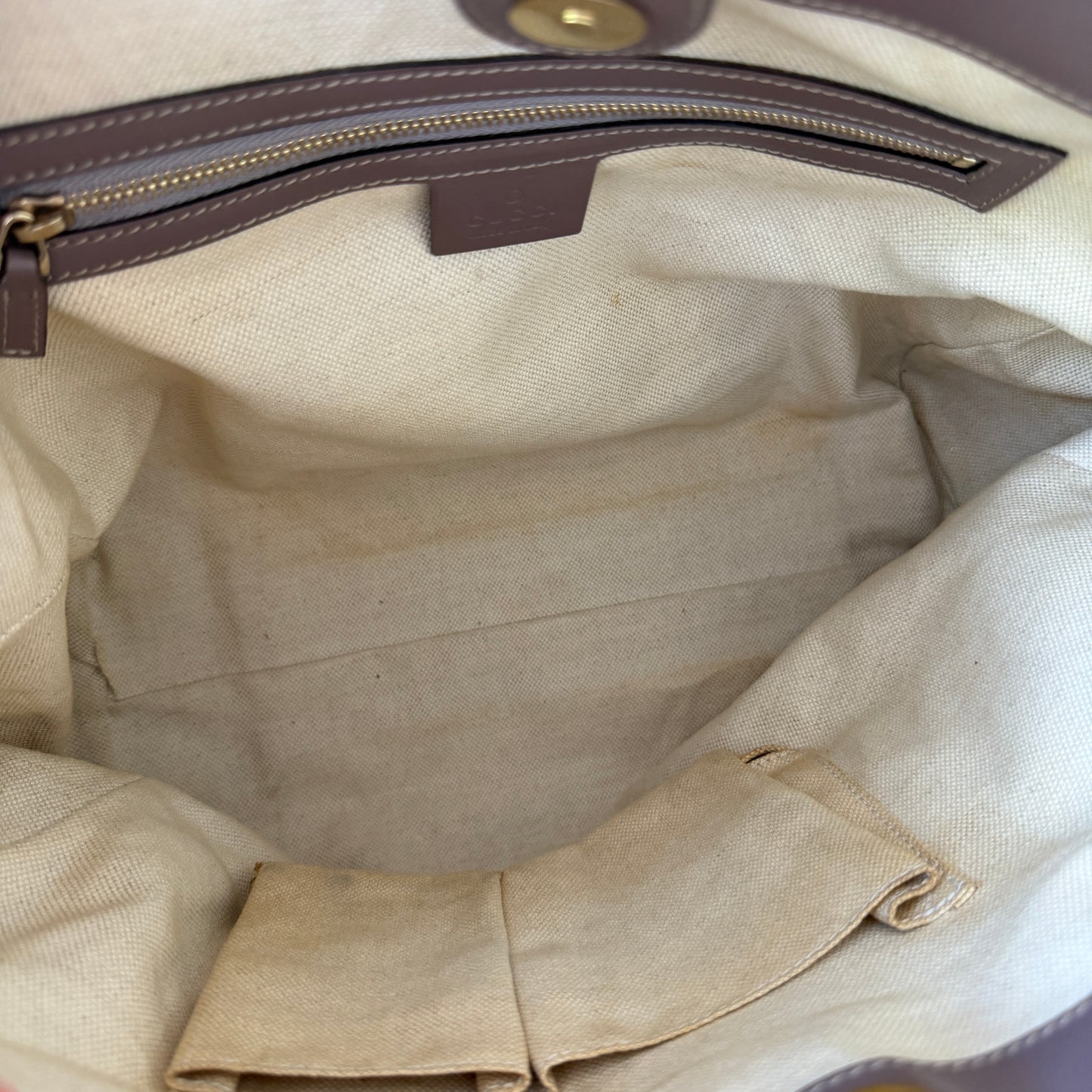 Pre-Owned Purple/Beige GG Canvas Shopper Tote