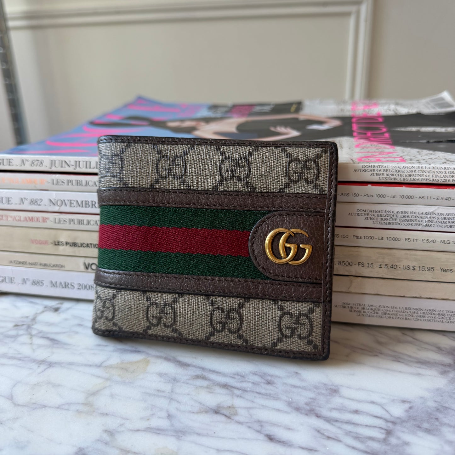 Pre-Owned Tricolour GG Coated Canvas Wallet