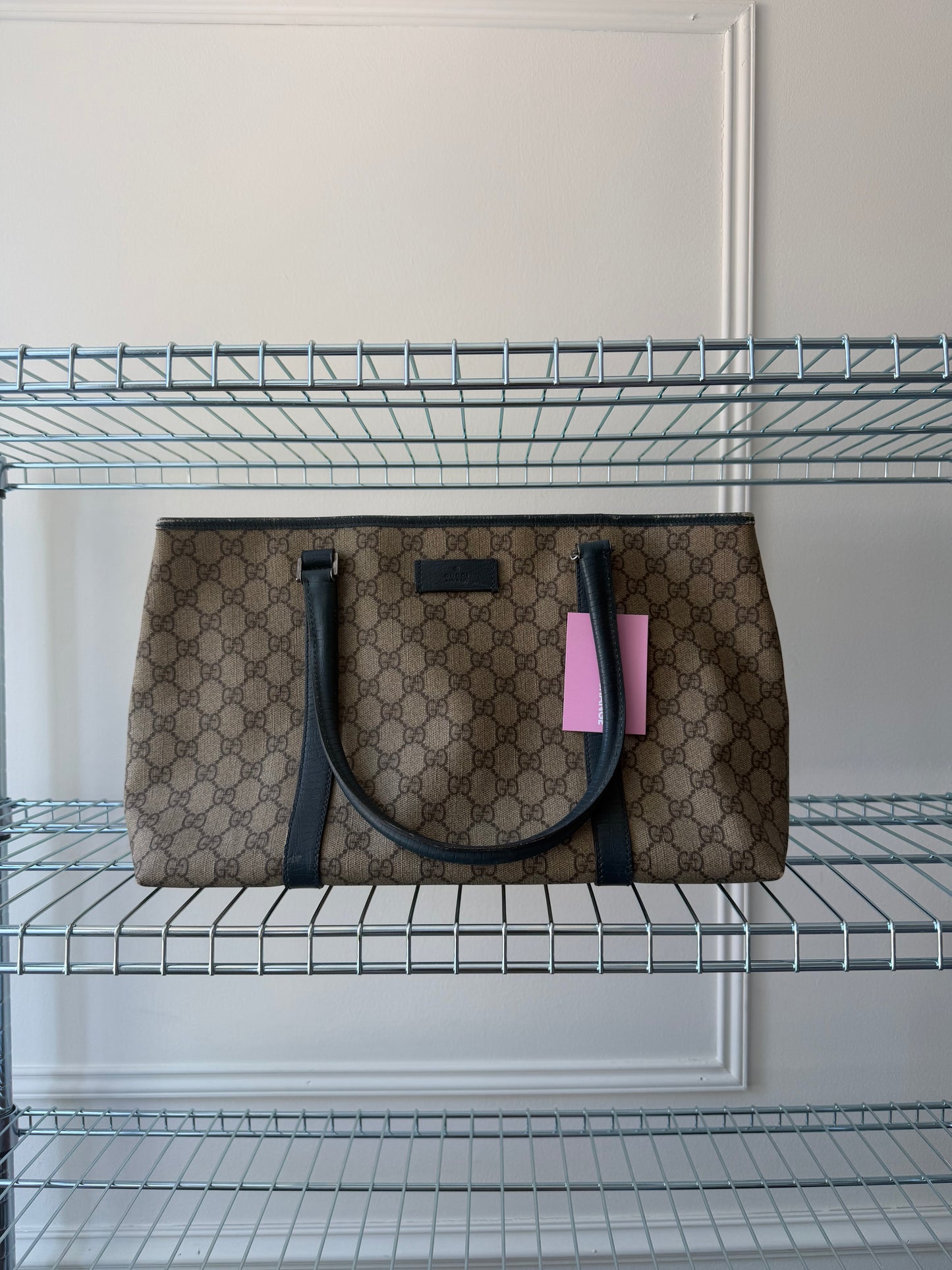 Beige/Navy GG Supreme Canvas Tote