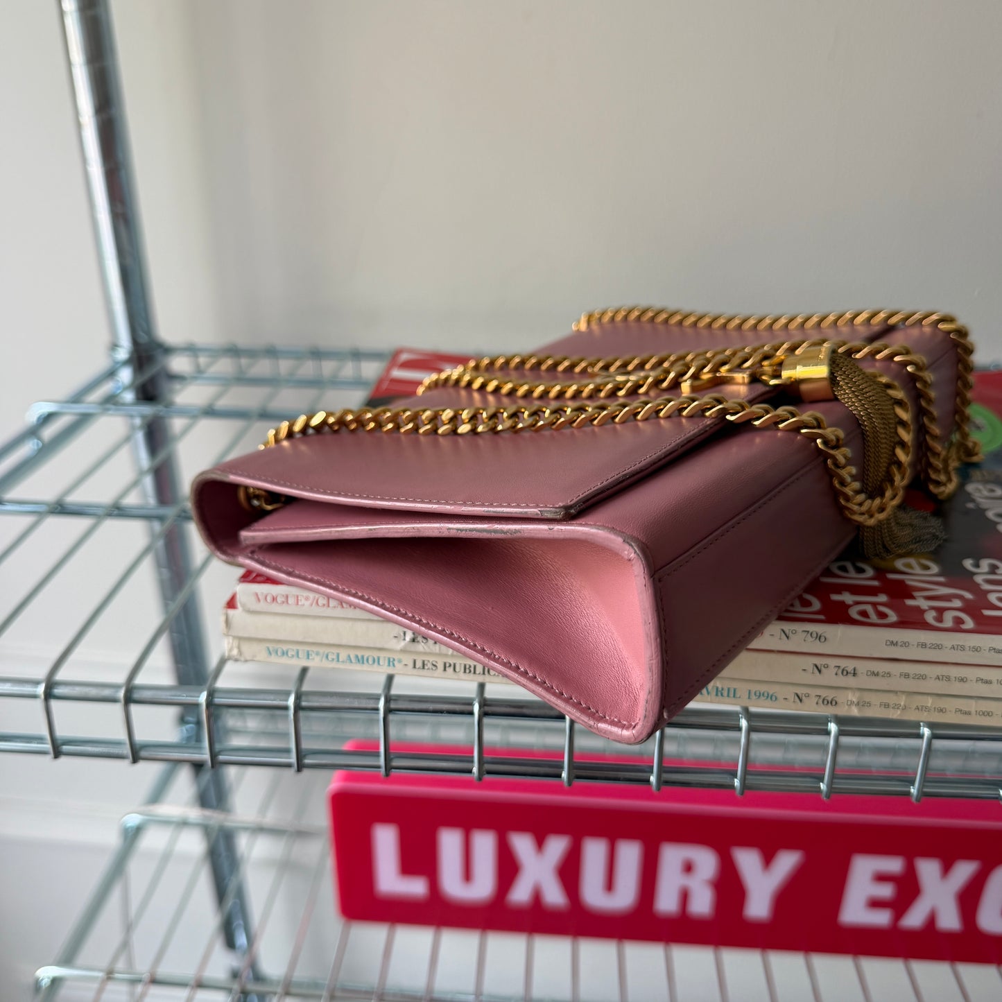 Pre-Owned Pink Leather Tassel Flap Crossbody Bag