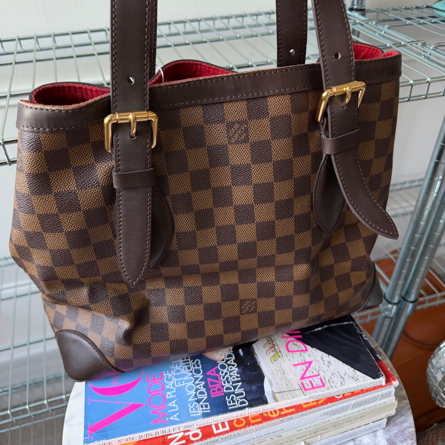 Pre-Owned Damier Ebene Hampstead MM Shoulder Bag
