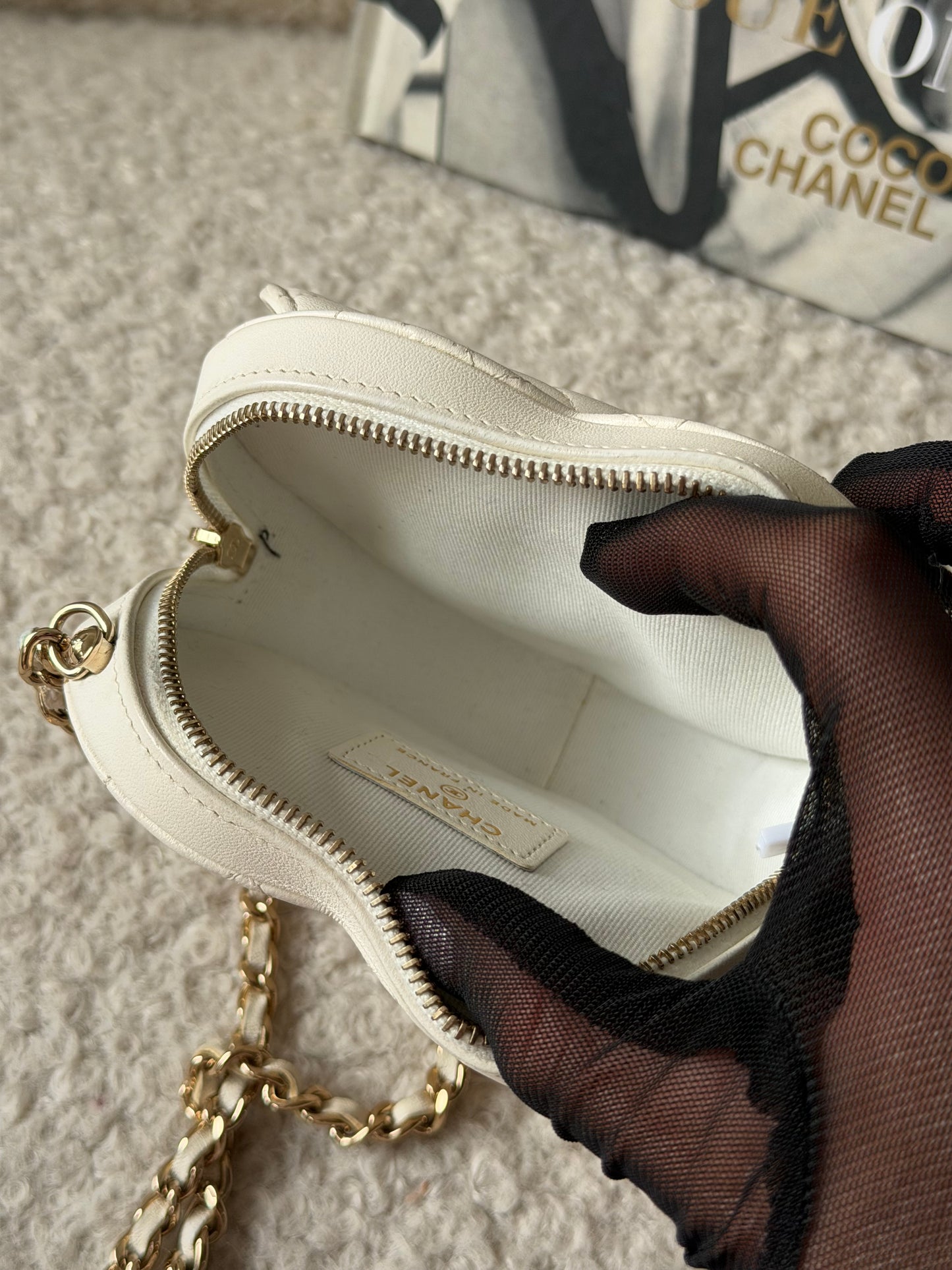 White Lambskin Mini Heart Crossbody
