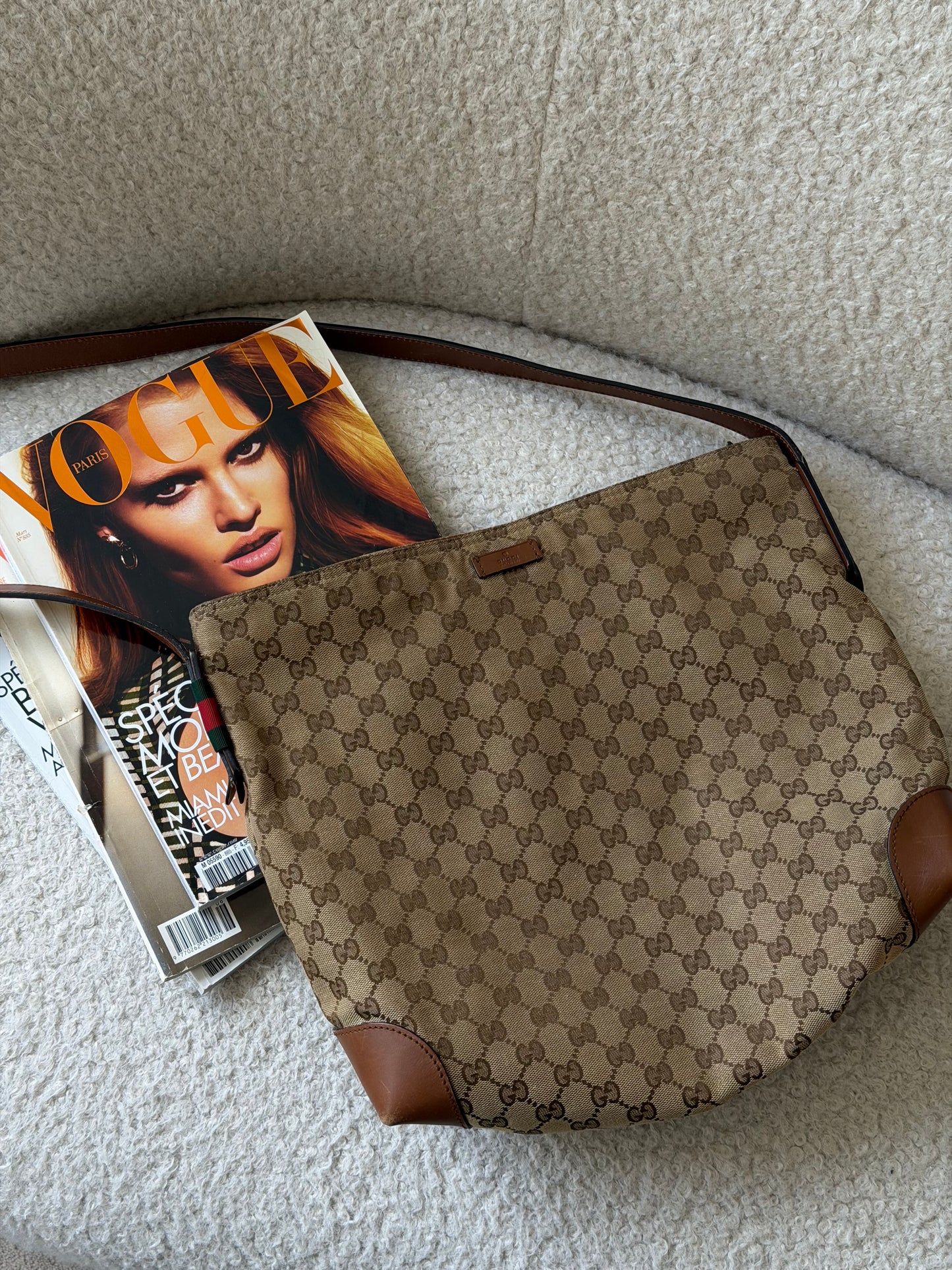 Pre-Owned Beige GG Canvas Crossbody Bag