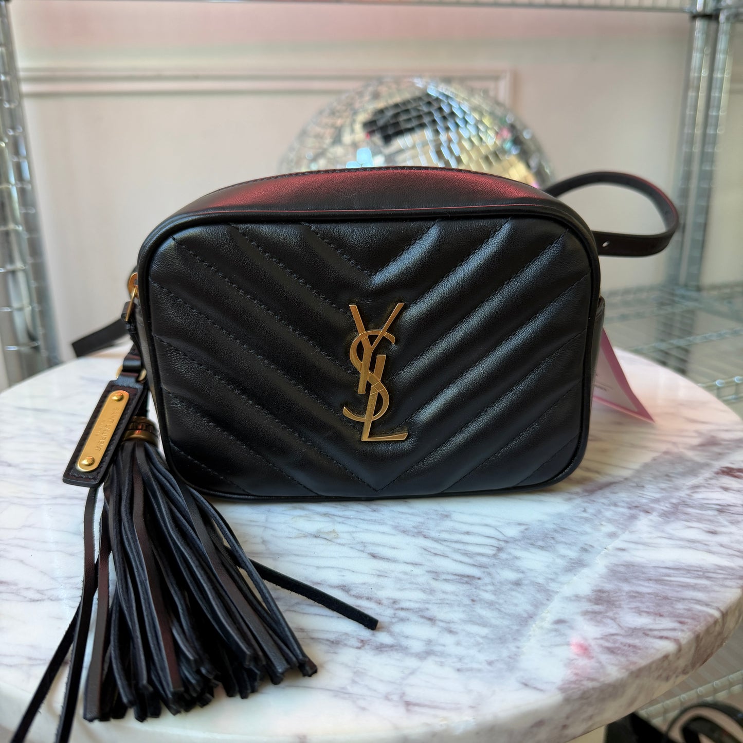 Pre-Owned Black 'Lou' Leather Camera Bag