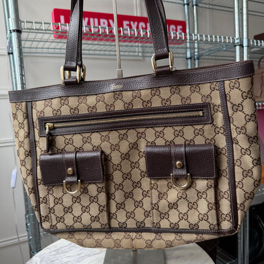 Pre-Owned Brown/GG Canvas Abbey Shopper Tote